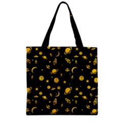 Space Pattern Zipper Grocery Tote Bag by ValentinaDesign