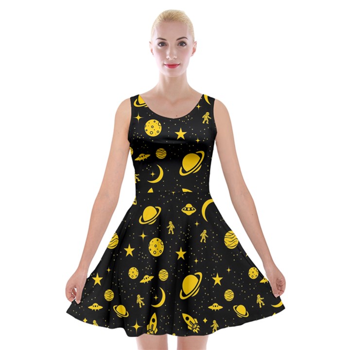 Space pattern Velvet Skater Dress