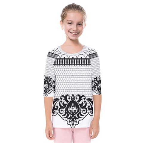 Transparent Lace Decoration Kids  Quarter Sleeve Raglan Tee by Nexatart