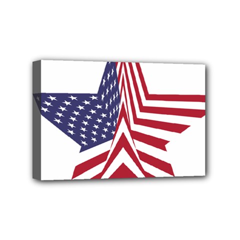 A Star With An American Flag Pattern Mini Canvas 6  X 4  by Nexatart