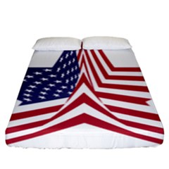 A Star With An American Flag Pattern Fitted Sheet (king Size) by Nexatart