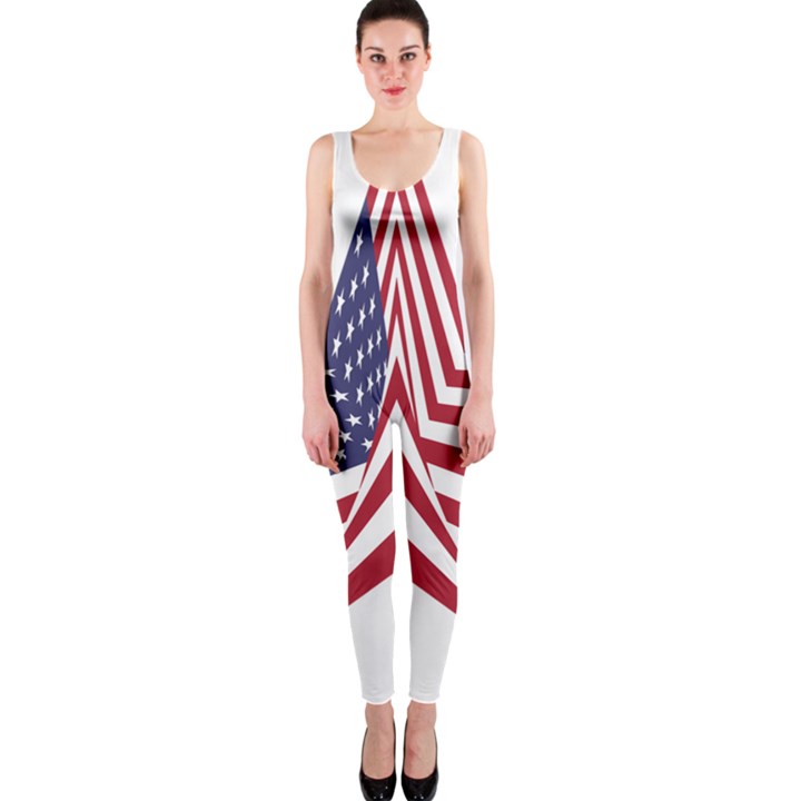 A Star With An American Flag Pattern OnePiece Catsuit