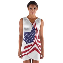 A Star With An American Flag Pattern Wrap Front Bodycon Dress by Nexatart