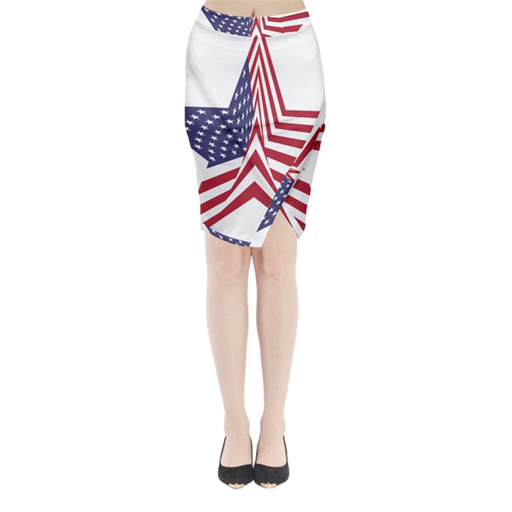 A Star With An American Flag Pattern Midi Wrap Pencil Skirt