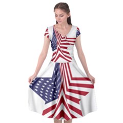 A Star With An American Flag Pattern Cap Sleeve Wrap Front Dress by Nexatart