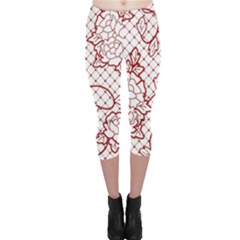 Transparent Decorative Lace With Roses Capri Leggings  by Nexatart