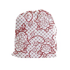 Transparent Decorative Lace With Roses Drawstring Pouches (extra Large) by Nexatart