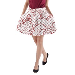 Transparent Decorative Lace With Roses A-line Pocket Skirt