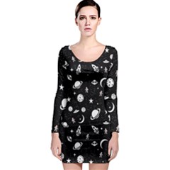 Space Pattern Long Sleeve Bodycon Dress by ValentinaDesign