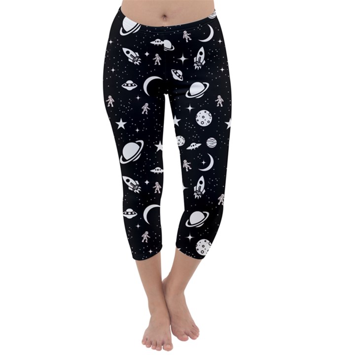 Space pattern Capri Winter Leggings 