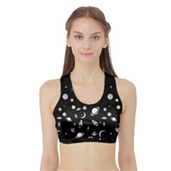 Space Pattern Sports Bra With Border by ValentinaDesign