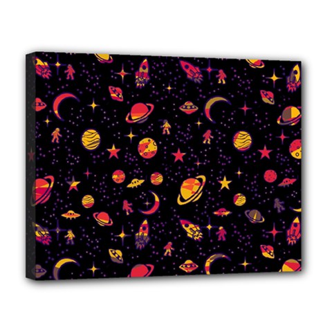 Space Pattern Canvas 14  X 11  by ValentinaDesign