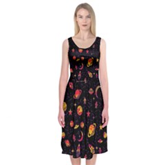 Space Pattern Midi Sleeveless Dress by ValentinaDesign