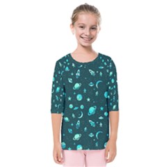 Space pattern Kids  Quarter Sleeve Raglan Tee