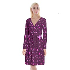 Space Pattern Long Sleeve Velvet Front Wrap Dress by ValentinaDesign