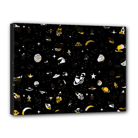 Space Pattern Canvas 16  X 12  by ValentinaDesign