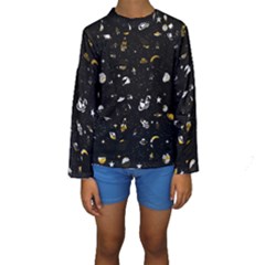 Space Pattern Kids  Long Sleeve Swimwear by ValentinaDesign