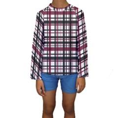 Plaid Pattern Kids  Long Sleeve Swimwear by ValentinaDesign