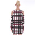 Plaid pattern Velvet Long Sleeve Shoulder Cutout Dress View2