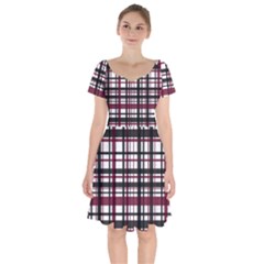 Plaid Pattern Short Sleeve Bardot Dress by ValentinaDesign