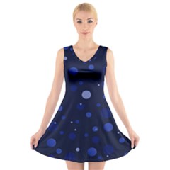 Decorative Dots Pattern V-neck Sleeveless Skater Dress by ValentinaDesign