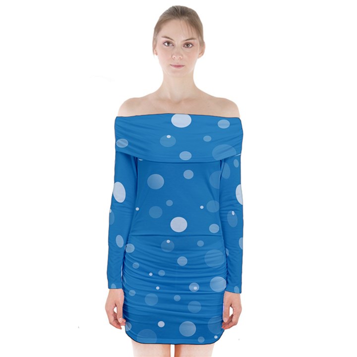 Decorative dots pattern Long Sleeve Off Shoulder Dress