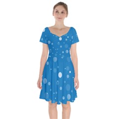 Decorative Dots Pattern Short Sleeve Bardot Dress