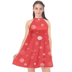 Decorative Dots Pattern Halter Neckline Chiffon Dress  by ValentinaDesign