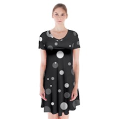 Decorative Dots Pattern Short Sleeve V-neck Flare Dress by ValentinaDesign