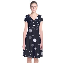 Decorative Dots Pattern Short Sleeve Front Wrap Dress by ValentinaDesign