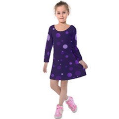 Decorative Dots Pattern Kids  Long Sleeve Velvet Dress by ValentinaDesign