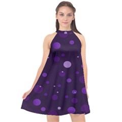 Decorative Dots Pattern Halter Neckline Chiffon Dress  by ValentinaDesign