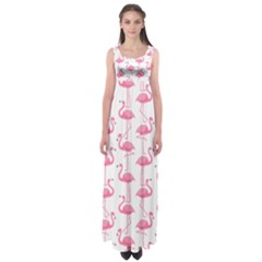 Pink Flamingos Pattern Empire Waist Maxi Dress by Nexatart