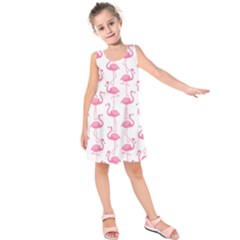 Pink Flamingos Pattern Kids  Sleeveless Dress by Nexatart