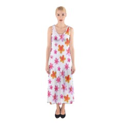 Watercolor Summer Flowers Pattern Sleeveless Maxi Dress by TastefulDesigns