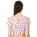 Watercolor Summer Flowers Pattern Short Sleeve Crop Top (Tight Fit) View2