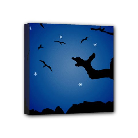 Nightscape Landscape Illustration Mini Canvas 4  X 4  by dflcprints