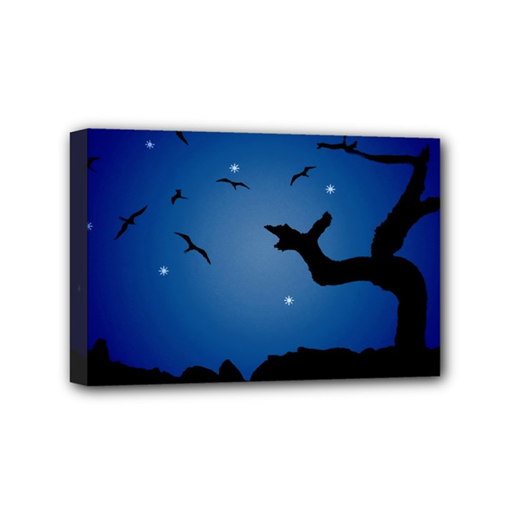 Nightscape Landscape Illustration Mini Canvas 6  x 4 