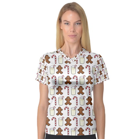 Christmas Trio Pattern Women s V-neck Sport Mesh Tee by Nexatart