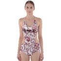 Transparent Lace With Flowers Decoration Cut-Out One Piece Swimsuit View1