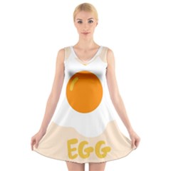 Egg Eating Chicken Omelette Food V-neck Sleeveless Skater Dress by Nexatart