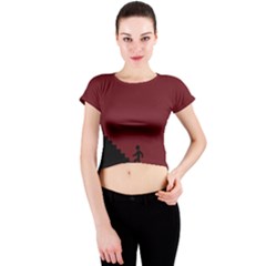 Walking Stairs Steps Person Step Crew Neck Crop Top by Nexatart