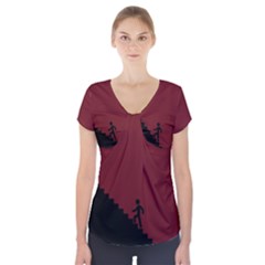 Walking Stairs Steps Person Step Short Sleeve Front Detail Top by Nexatart