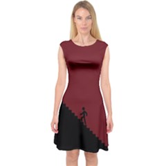 Walking Stairs Steps Person Step Capsleeve Midi Dress by Nexatart