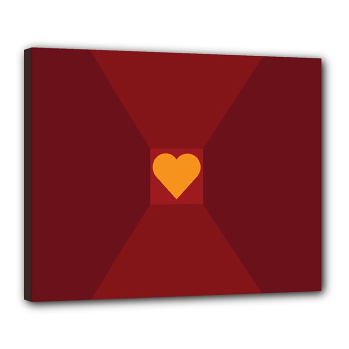 Heart Red Yellow Love Card Design Canvas 20  x 16 