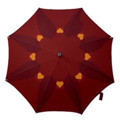 Heart Red Yellow Love Card Design Hook Handle Umbrellas (large) by Nexatart