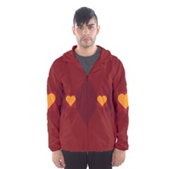 Heart Red Yellow Love Card Design Hooded Wind Breaker (men) by Nexatart