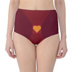 Heart Red Yellow Love Card Design High-waist Bikini Bottoms by Nexatart