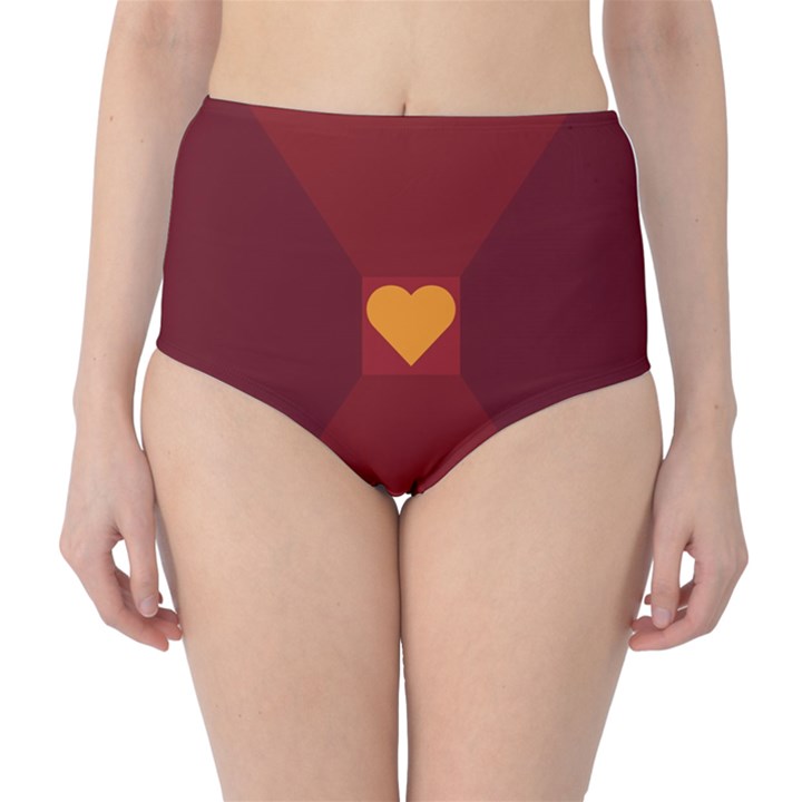 Heart Red Yellow Love Card Design High-Waist Bikini Bottoms