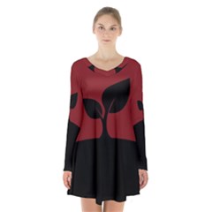 Plant Last Plant Red Nature Last Long Sleeve Velvet V-neck Dress by Nexatart